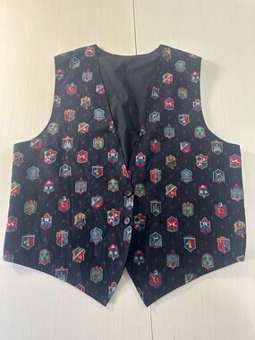 Classic Black Crest-Print Men's Vest